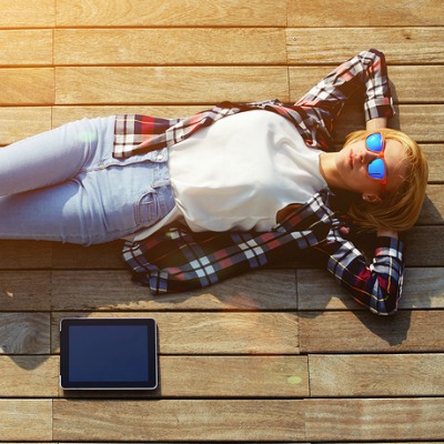 High angle shot of carefree young woman in the summer